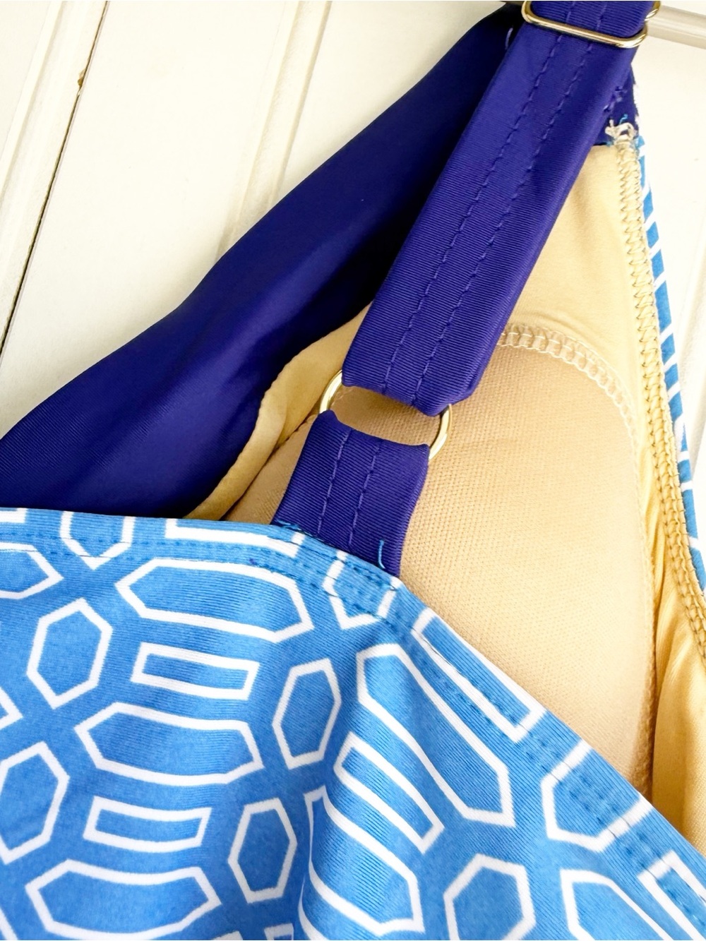 Talbots X Cabana Life Size L Embroidered One Piece Swimsuit In sapphire Blue NEW - Picture 6 of 8